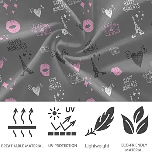 visesunny High Waist Yoga Pants with Pockets Eiffel Tower Pink Lip Heart Grey Buttery Soft Tummy Control Running Workout Pants 4 Way Stretch Pocket Leggings