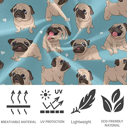 visesunny High Waist Yoga Pants with Pockets Funny Cartoon Pug Puppy Blue Tummy Control Workout Running Yoga Leggings for Women