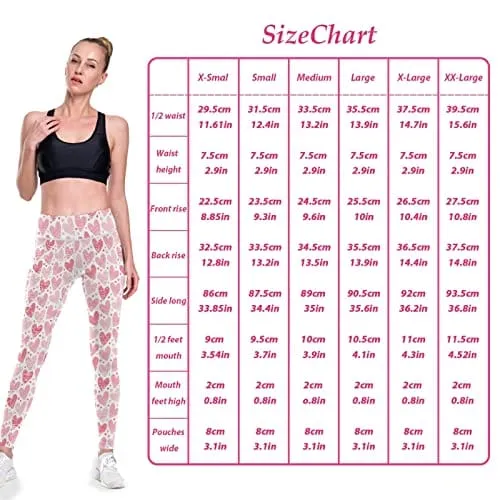 visesunny High Waist Yoga Pants with Pockets Heart Valentines Day Buttery Soft Tummy Control Running Workout Pants 4 Way Stretch Pocket Leggings