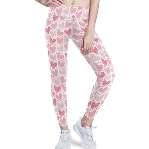 visesunny High Waist Yoga Pants with Pockets Heart Valentines Day Buttery Soft Tummy Control Running Workout Pants 4 Way Stretch Pocket Leggings