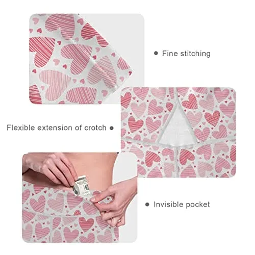 visesunny High Waist Yoga Pants with Pockets Heart Valentines Day Buttery Soft Tummy Control Running Workout Pants 4 Way Stretch Pocket Leggings