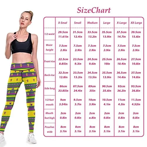 visesunny High Waist Yoga Pants with Pockets Mardi Gras Striped Tummy Control Workout Running Yoga Leggings for Women