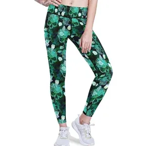 visesunny High Waist Yoga Pants with Pockets Mermaid Scale Seashell Skull Buttery Soft Tummy Control Running Workout Pants 4 Way Stretch Pocket Leggings