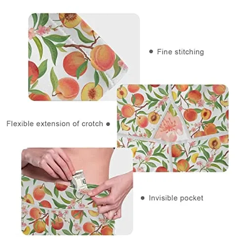 visesunny High Waist Yoga Pants with Pockets Peach Tropic Fruit Leaf Flower Tummy Control Workout Running Yoga Leggings for Women
