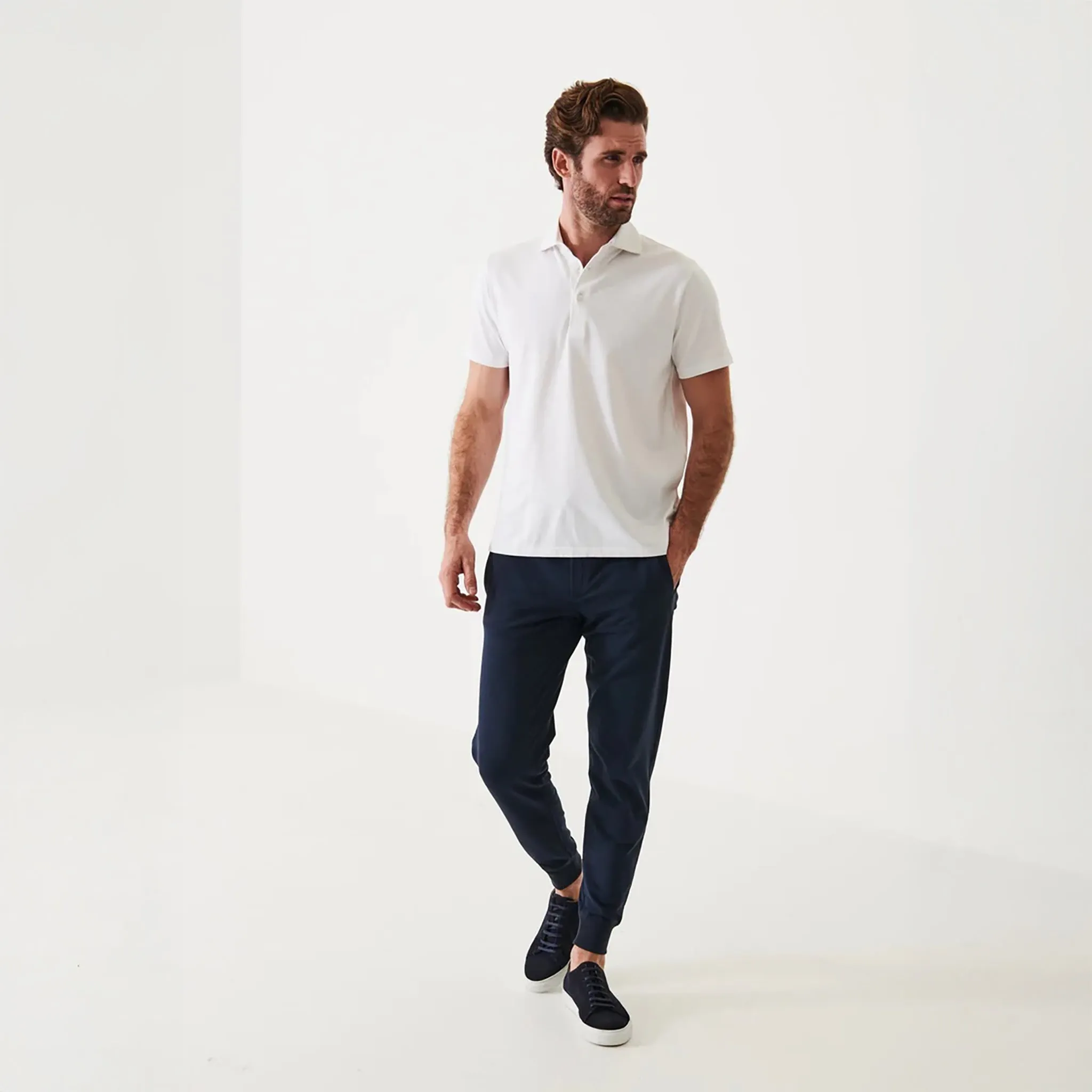 White Iconic Pima Cotton Stretch Short Sleeve Polo - Patrick Assaraf