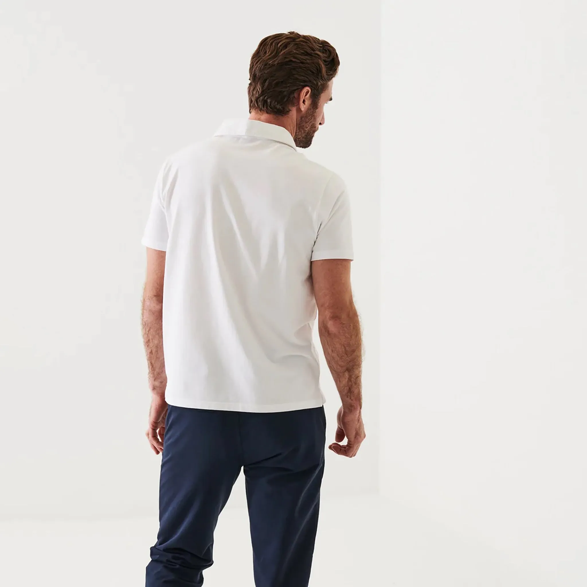 White Iconic Pima Cotton Stretch Short Sleeve Polo - Patrick Assaraf