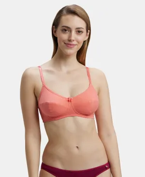 Wirefree Non Padded Super Combed Cotton Elastane Stretch Full Coverage Everyday Bra with Soft Adjustable Straps - Blush Pink