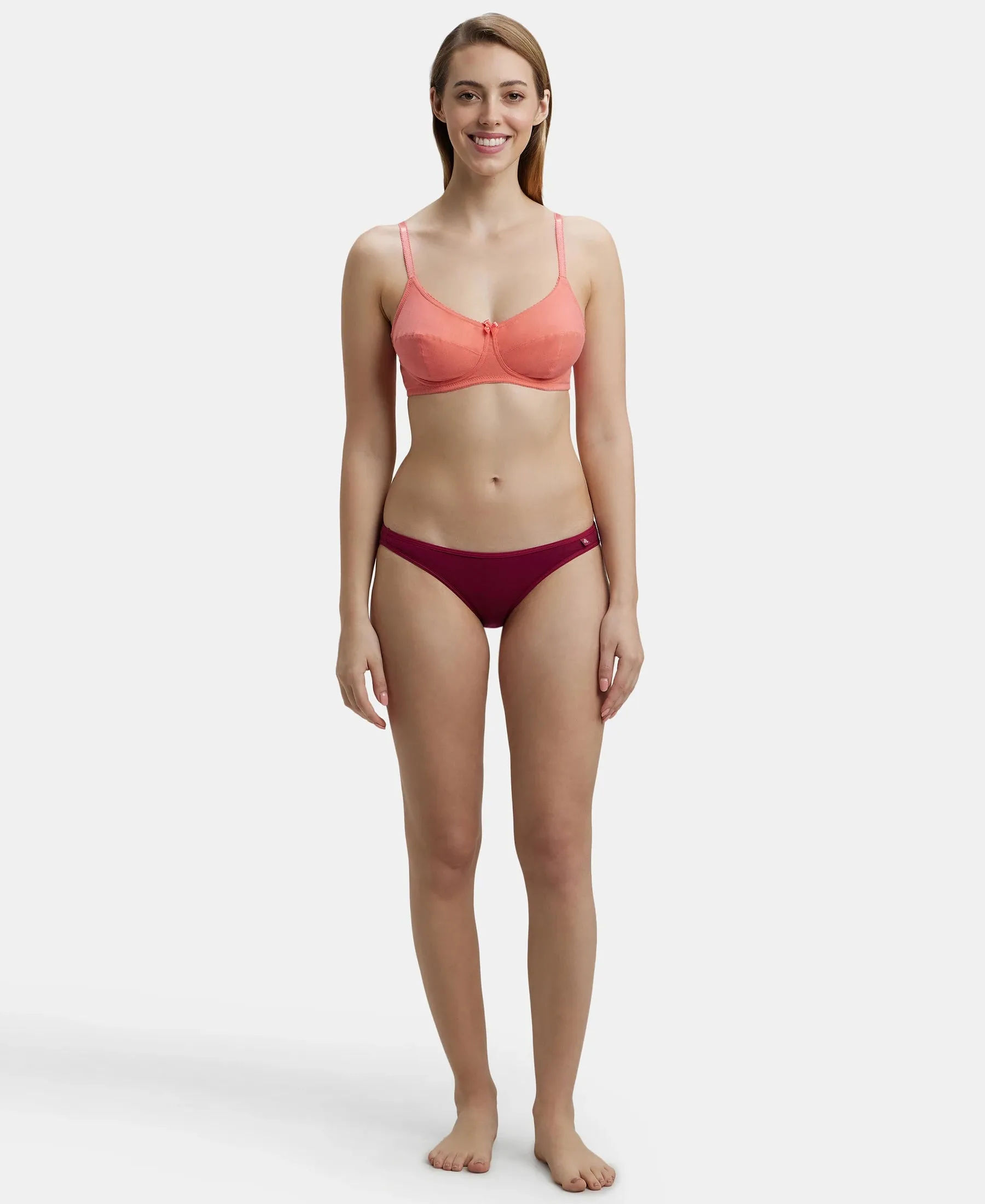 Wirefree Non Padded Super Combed Cotton Elastane Stretch Full Coverage Everyday Bra with Soft Adjustable Straps - Blush Pink