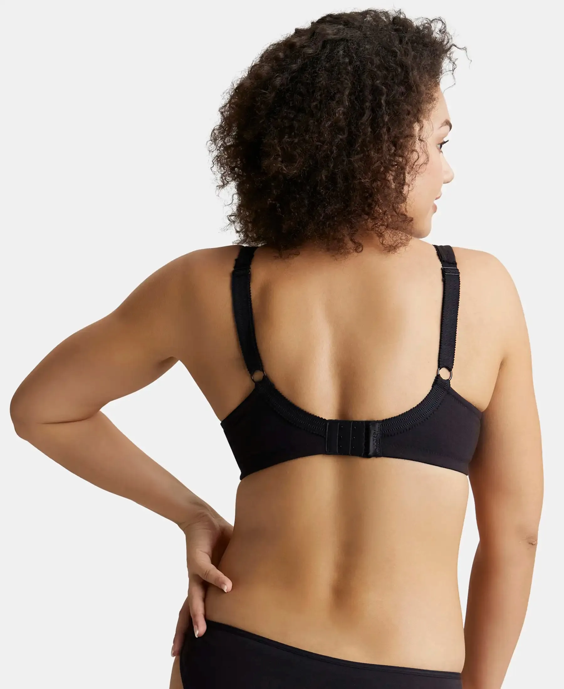 Wirefree Non Padded Super Combed Cotton Elastane Stretch Full Coverage Plus Size Bra Plush Lining Cup - Black