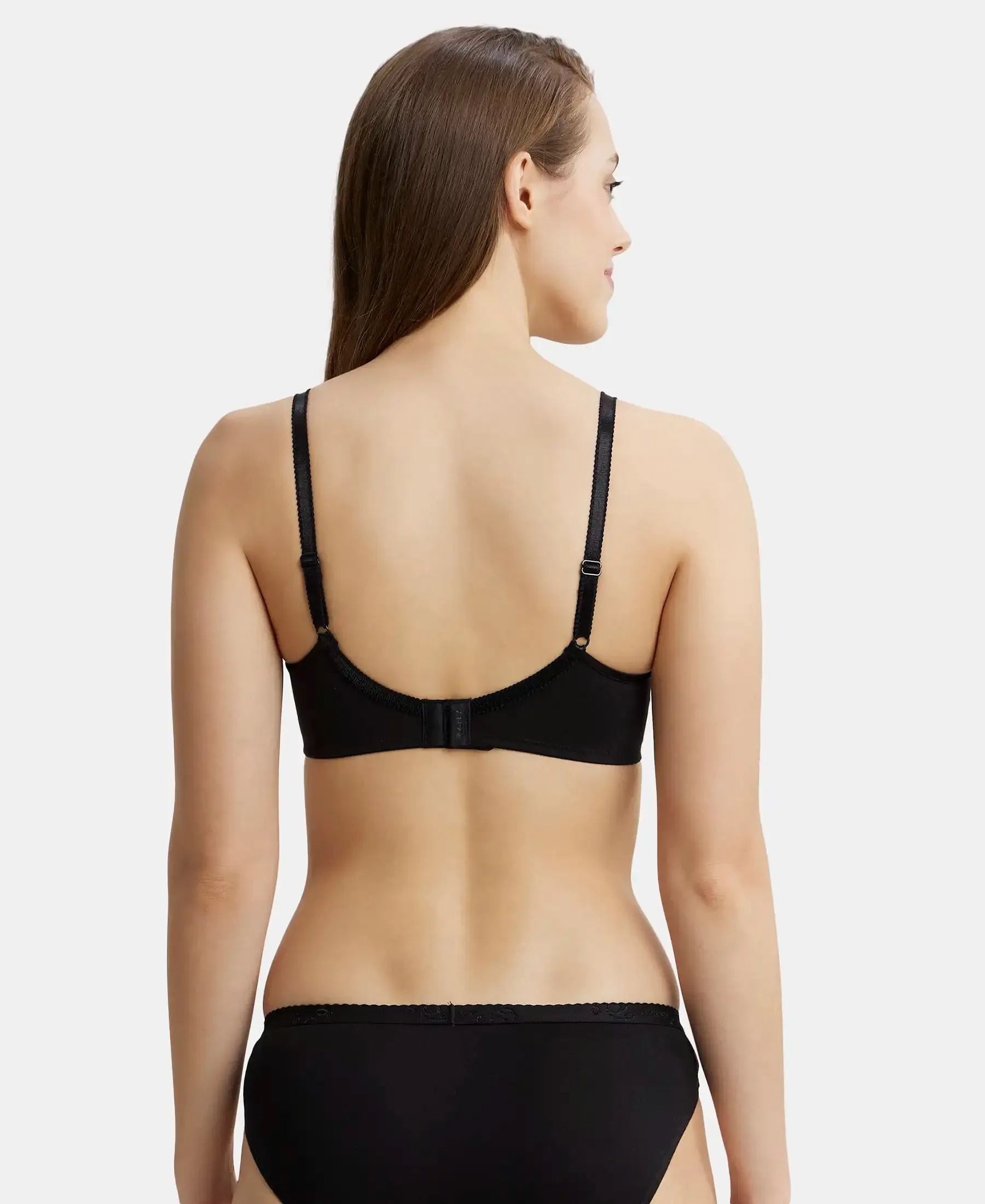 Wirefree Non Padded Super Combed Cotton Elastane Stretch Medium Coverage Cross Over Everyday Bra - Black