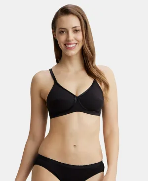 Wirefree Non Padded Super Combed Cotton Elastane Stretch Medium Coverage Cross Over Everyday Bra - Black