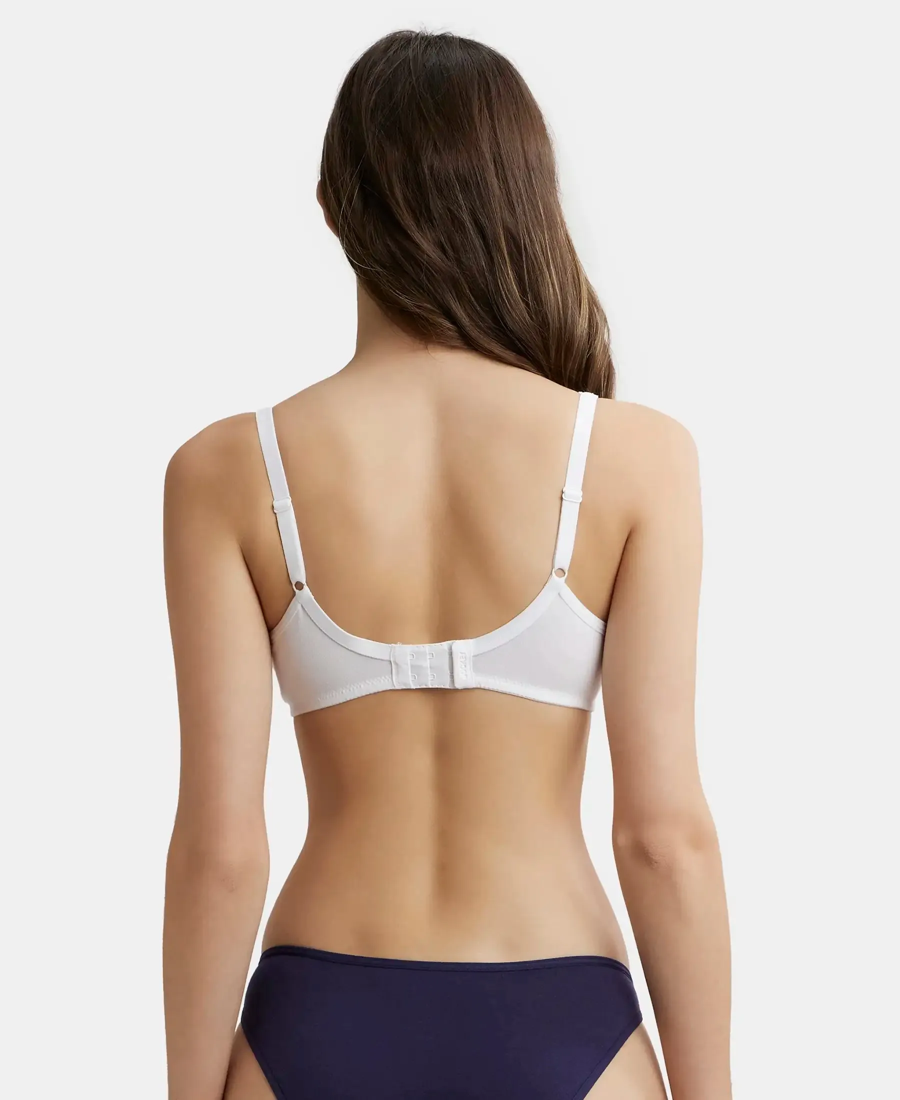 Wirefree Non Padded Super Combed Cotton Elastane Stretch Medium Coverage Everyday Bra with Concealed Shaper Panel - White