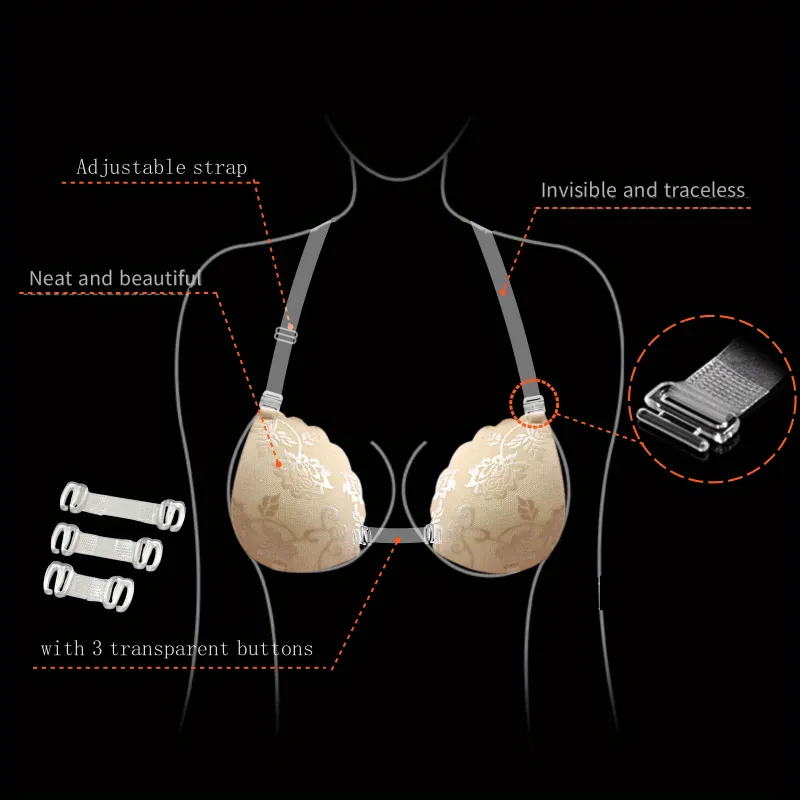 Wireless Adhesive Lace Bras Support - Elegant IdeaCCSZ Bras for Swimwear, Wedding & Formal Dresses
