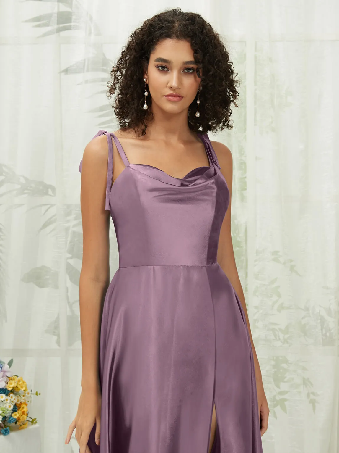 Wisteria Satin Sweetheart Adjustable Straps Formal Gown With Pocket