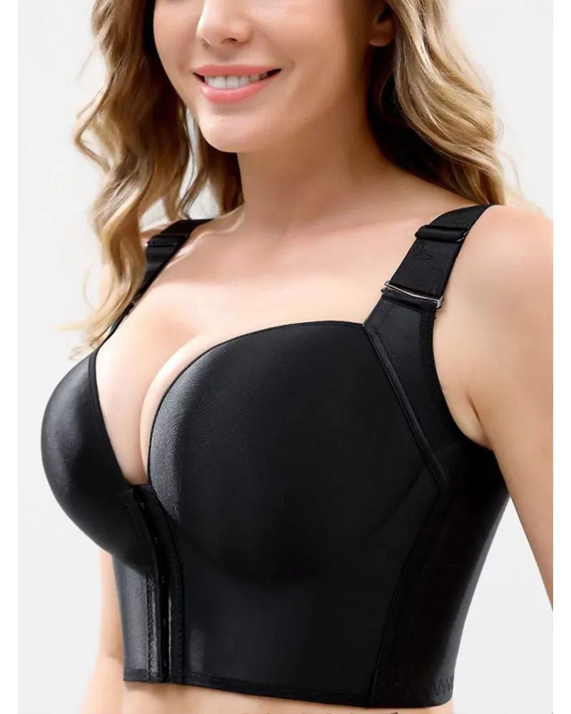 Women Front Closure Longline Full Cup Push Up Bra