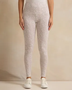Women White Printed Leggings