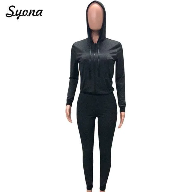 Women's 2 TWO PIECE SET Hoodies Jacket Zipper Jogger Trouser Tracksuit