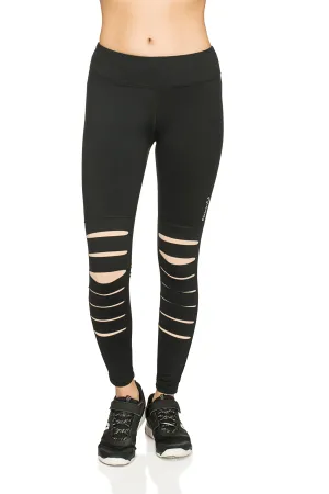 Women's Black Solid Laser Cut Tights