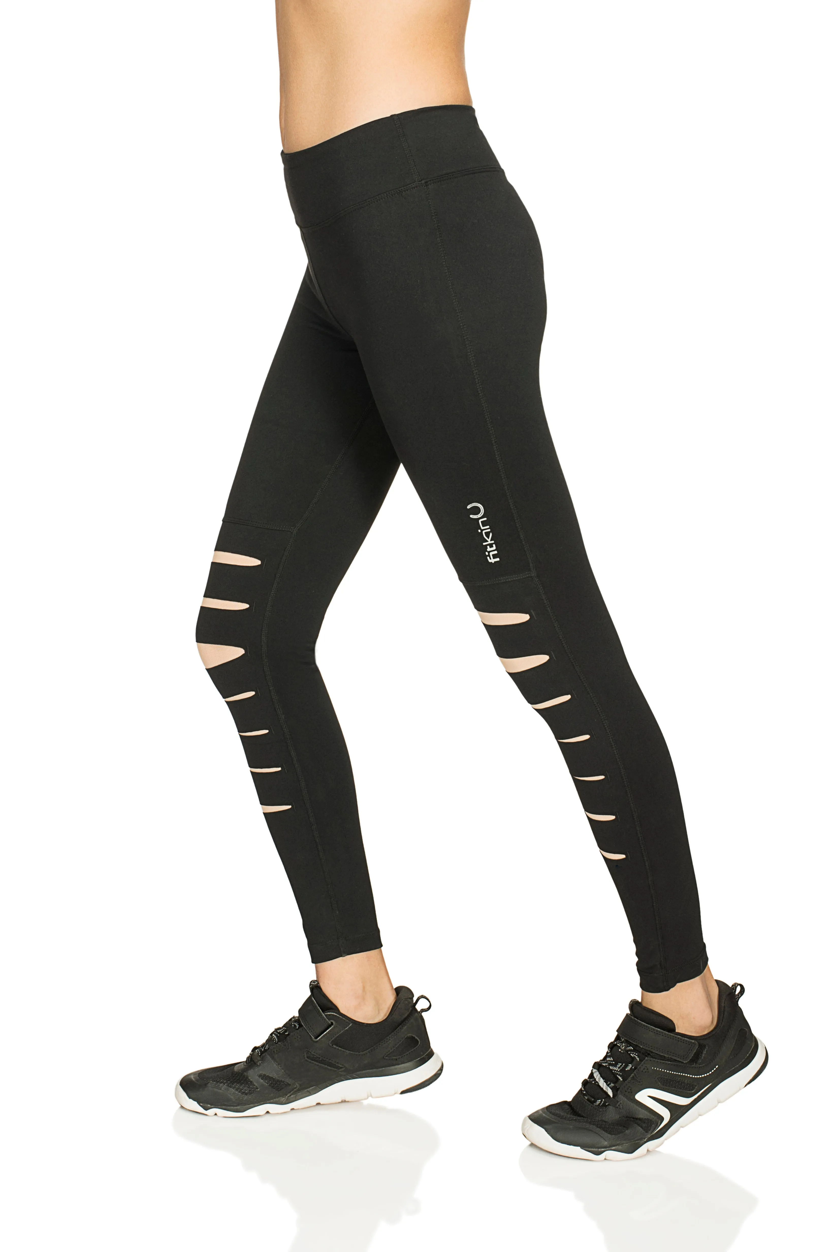 Women's Black Solid Laser Cut Tights