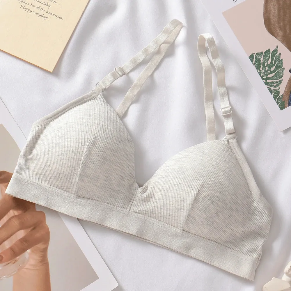Women's Cotton Push Up Bras - Solid Color Comfort Underwear, Wireless Bralette with Removable Pad