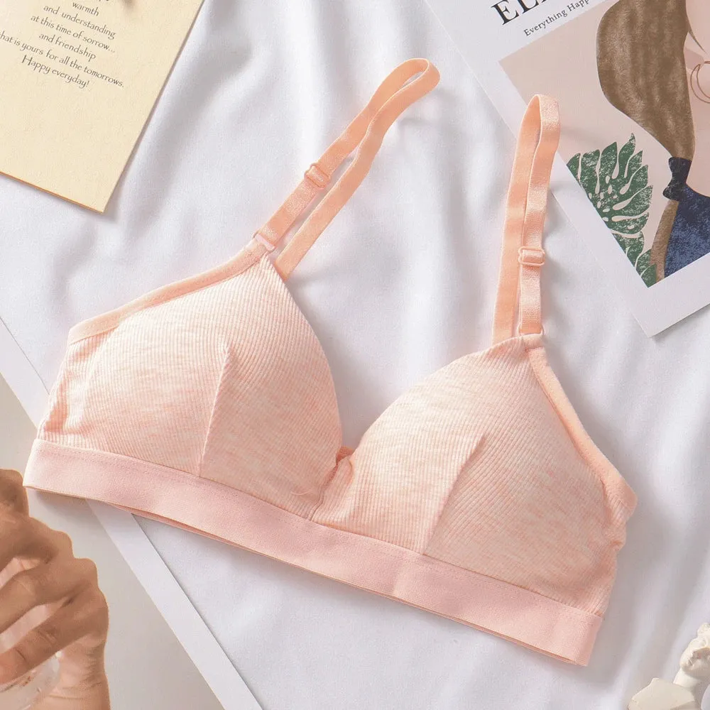 Women's Cotton Push Up Bras - Solid Color Comfort Underwear, Wireless Bralette with Removable Pad