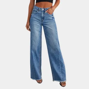 Women's fashionable high-waisted casual jeans
