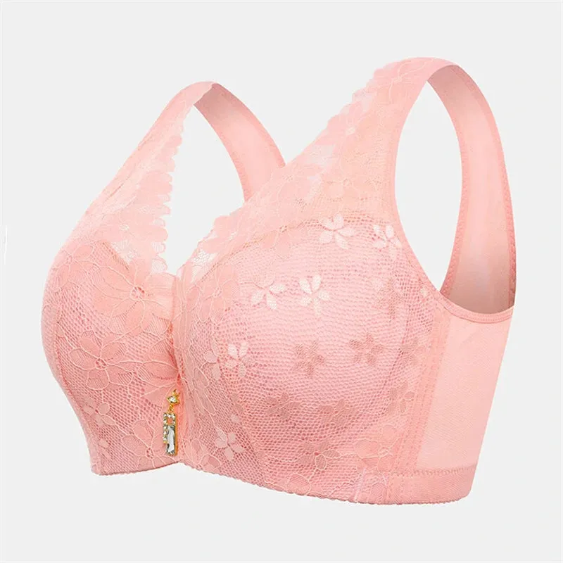 Women's Floral Lace Push Up Gather Bras - Blue