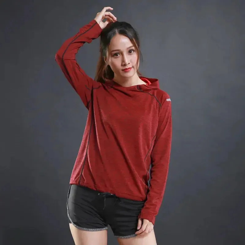 Women's Jacket Hoodies Long Sleeve T-shirts Running Training Clothes Quick Dry Breathable Sports T Shirt For Women