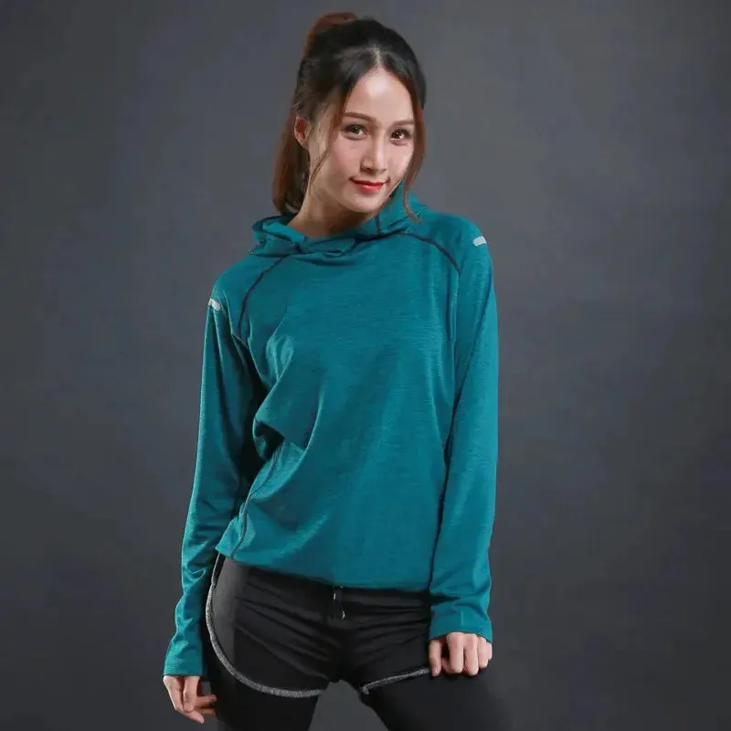 Women's Jacket Hoodies Long Sleeve T-shirts Running Training Clothes Quick Dry Breathable Sports T Shirt For Women