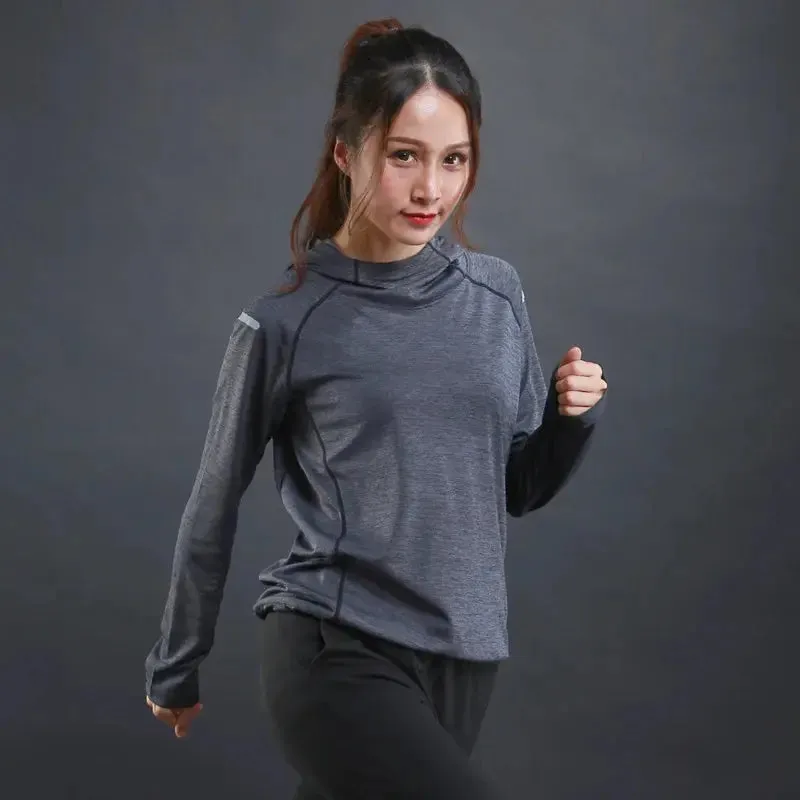 Women's Jacket Hoodies Long Sleeve T-shirts Running Training Clothes Quick Dry Breathable Sports T Shirt For Women