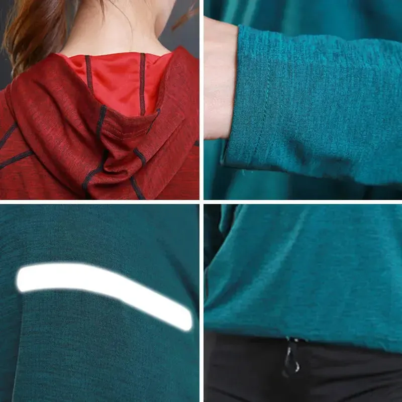Women's Jacket Hoodies Long Sleeve T-shirts Running Training Clothes Quick Dry Breathable Sports T Shirt For Women