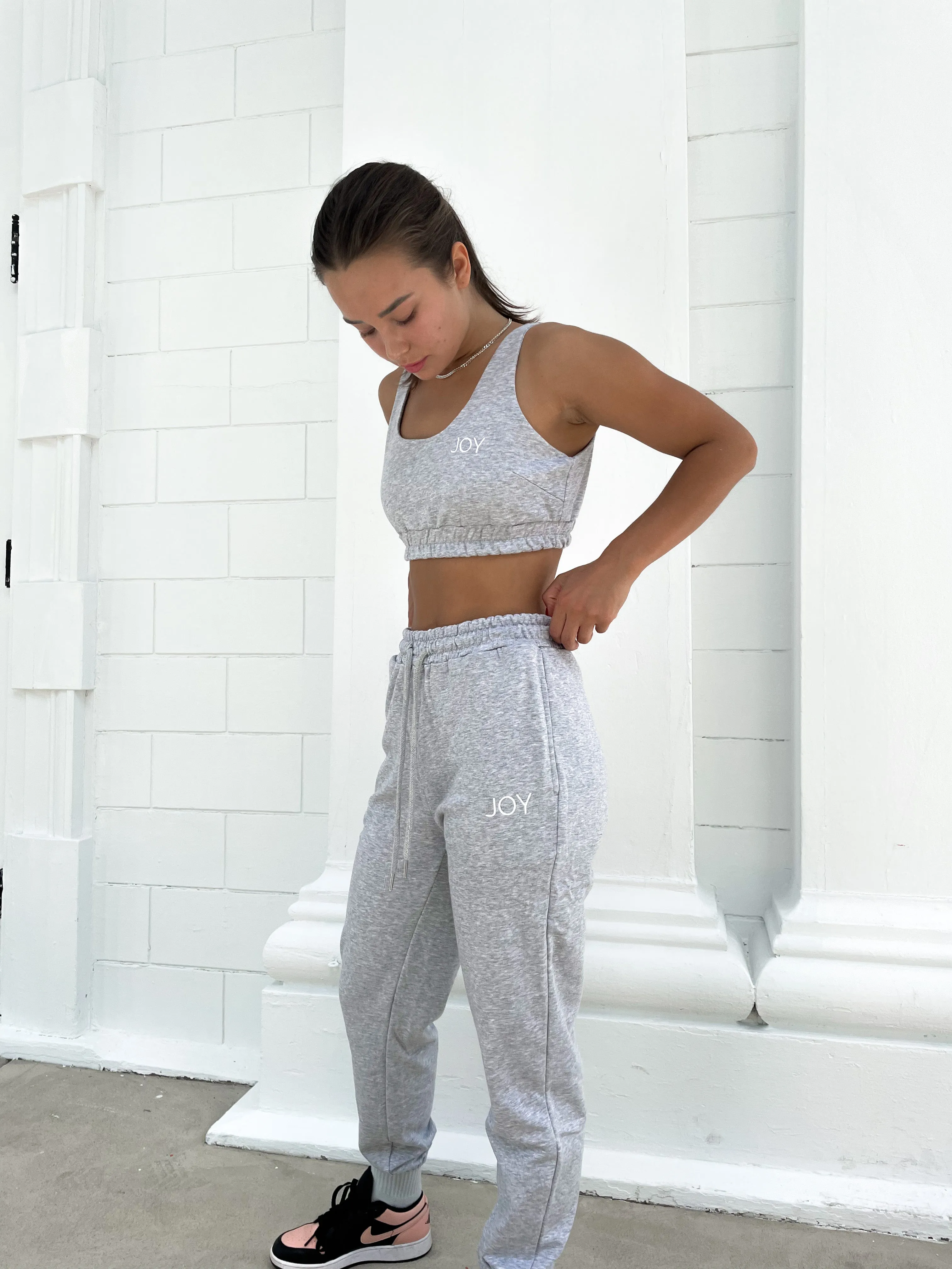 Women's Lightweight High Waisted Joggers - Heather Grey