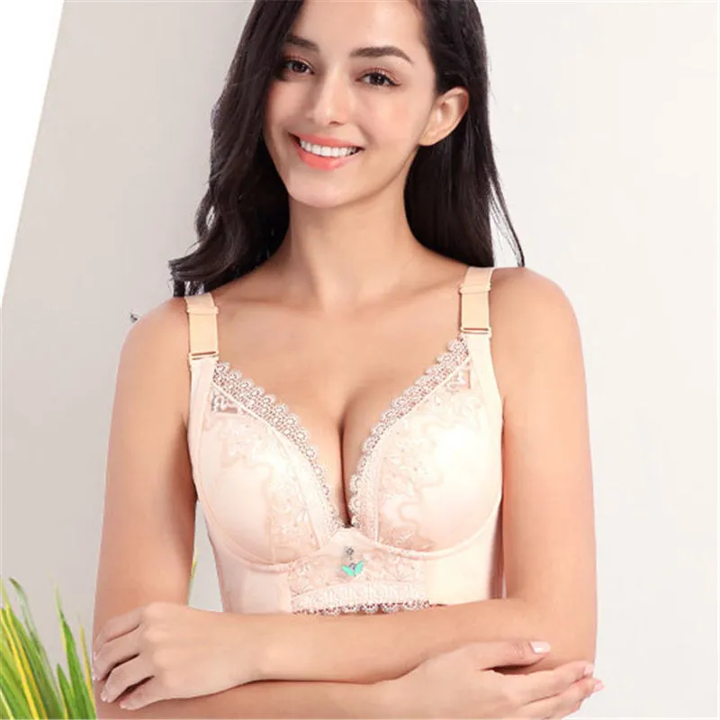 Women's Plus Size Lace Patchwork Wireless Full Coverage Bras - Green