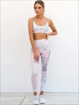 Women's Printed Caged Back Sports Bra & High-Rise Leggings Set