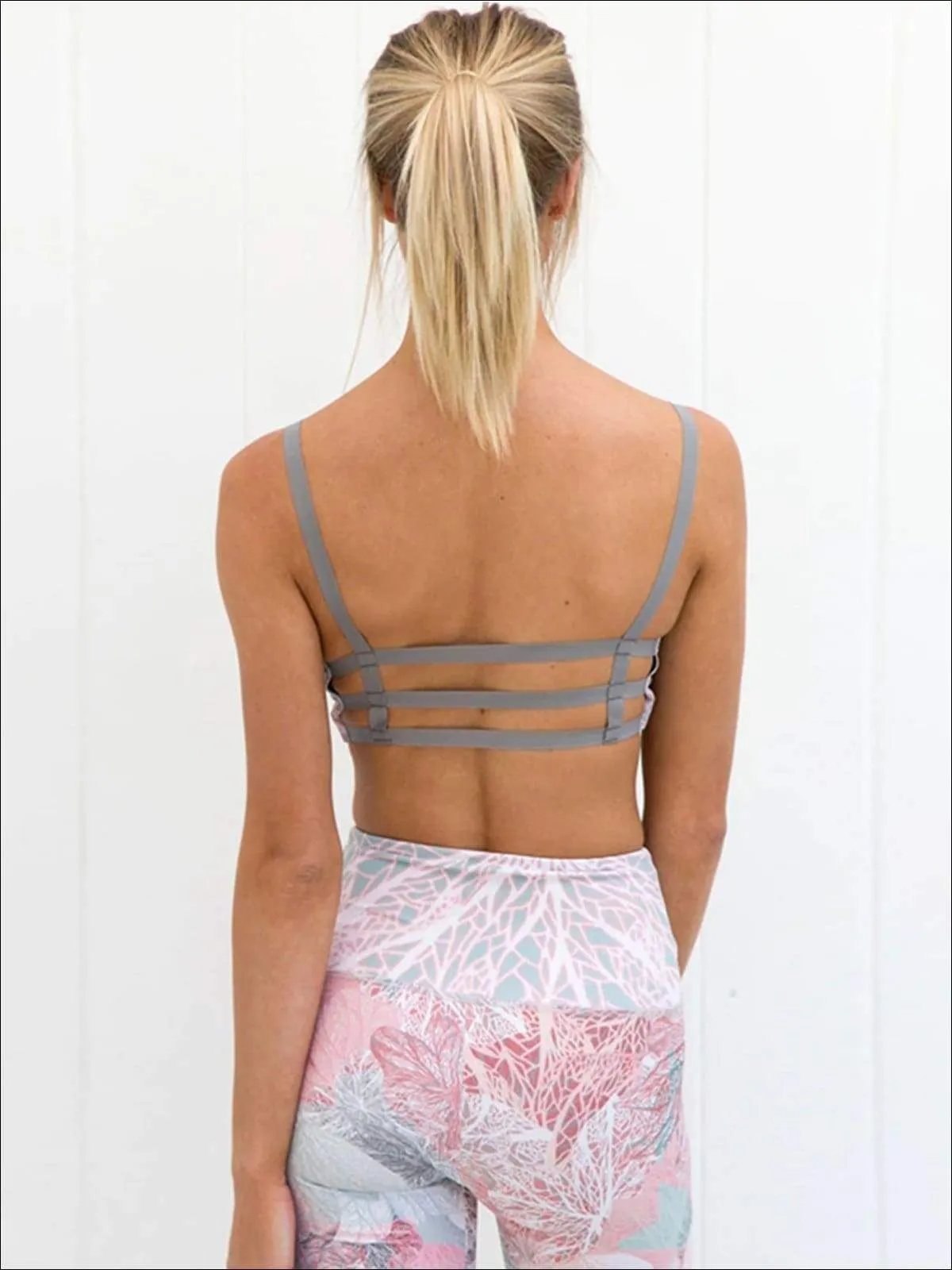 Women's Printed Caged Back Sports Bra & High-Rise Leggings Set