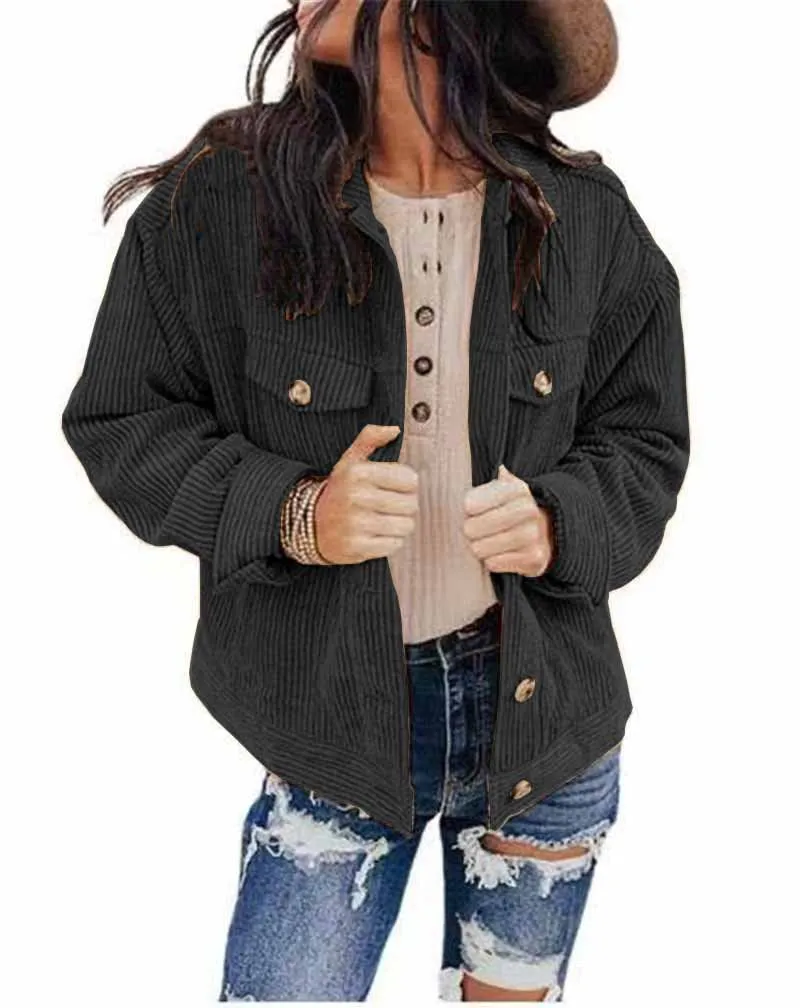 Women's Sporty Button Up Thick Jacket