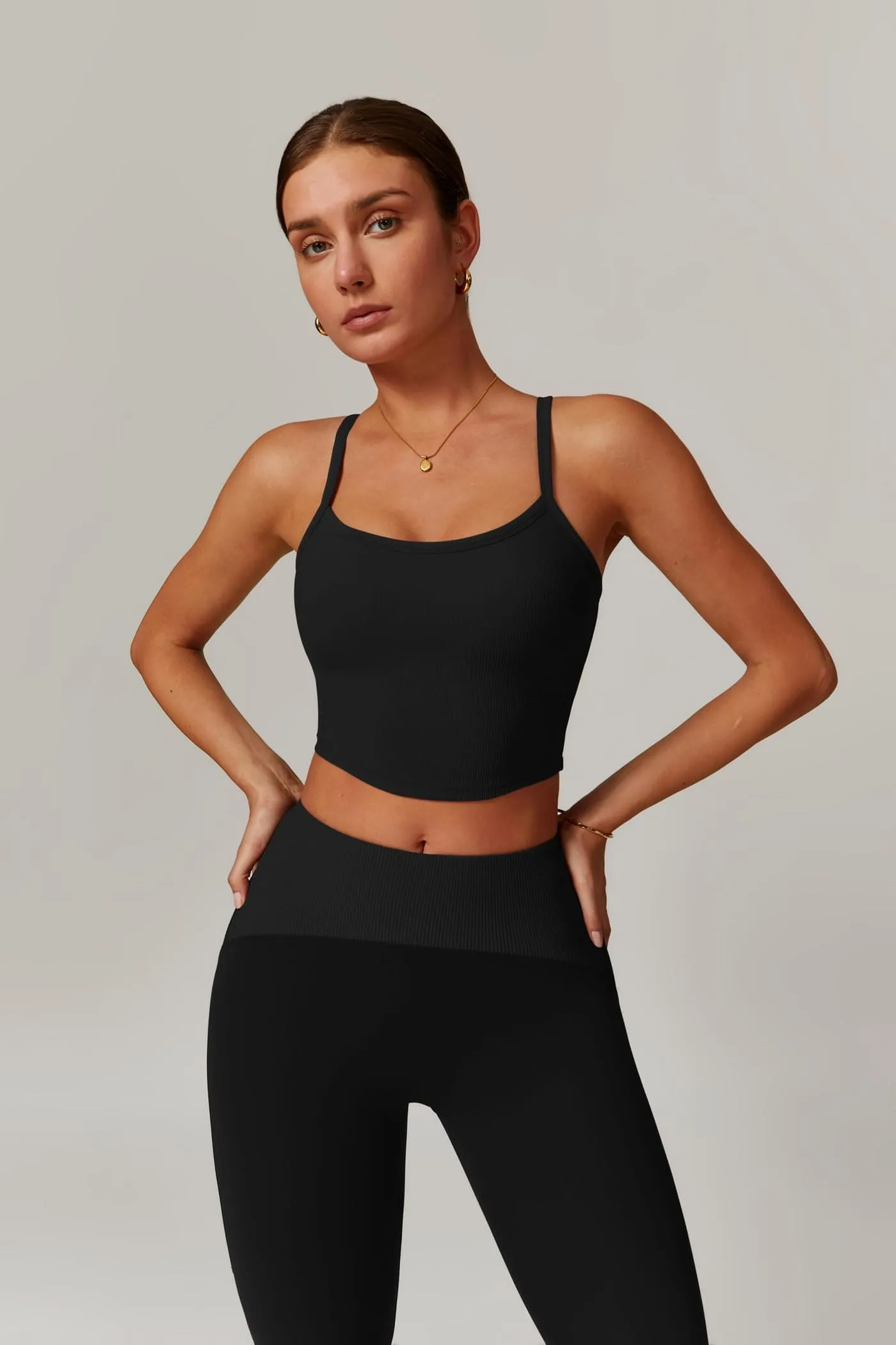 Womens Workout Sets Two Piece Seamless Stretch Cross Back Tank Top Matching Tummy Control High Waist Leggings Set 2 Piece For Women Gym Yoga Active Wear Outfits Athletic Work Out Clothes Black 2