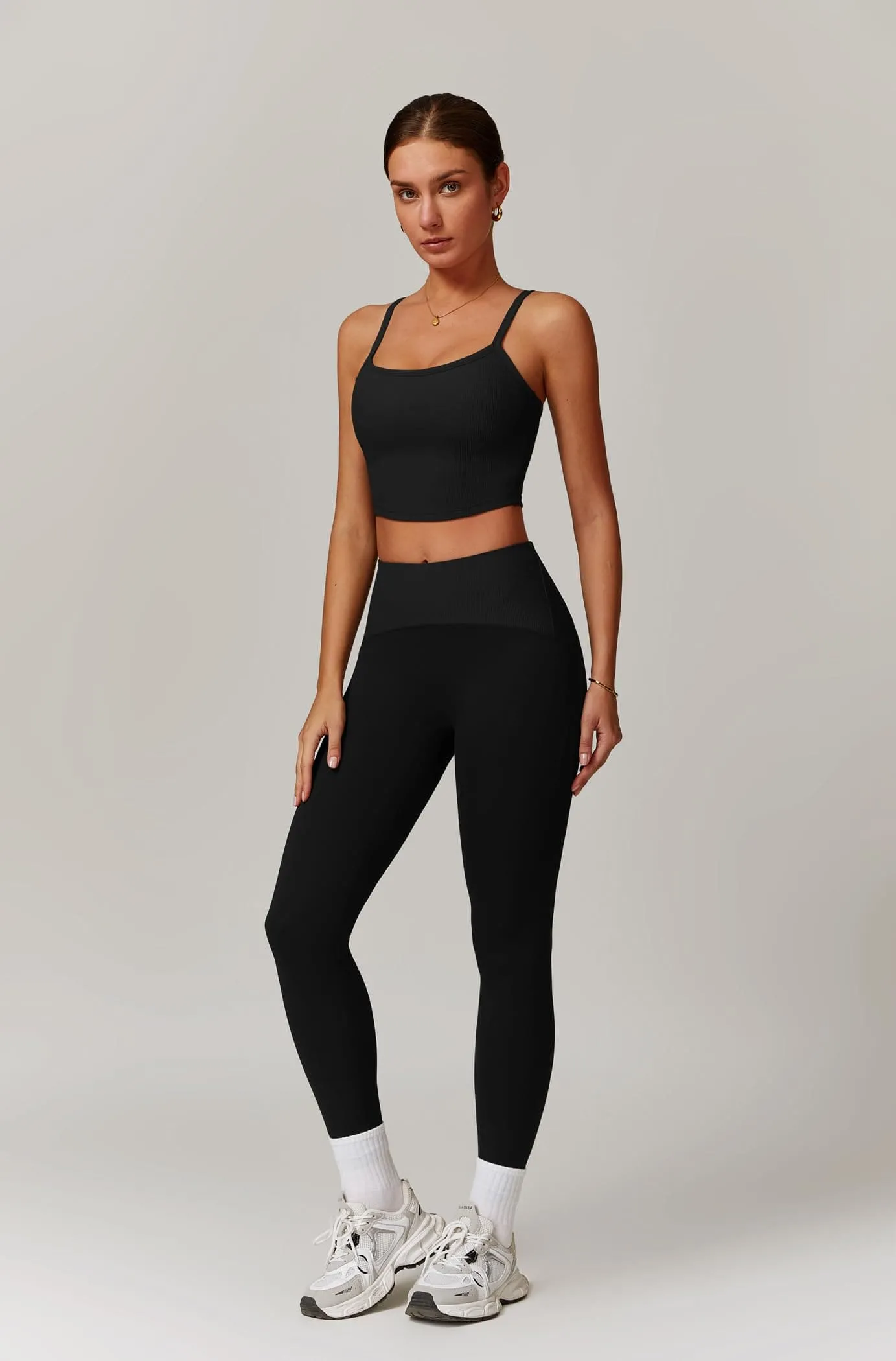 Womens Workout Sets Two Piece Seamless Stretch Cross Back Tank Top Matching Tummy Control High Waist Leggings Set 2 Piece For Women Gym Yoga Active Wear Outfits Athletic Work Out Clothes Black 2