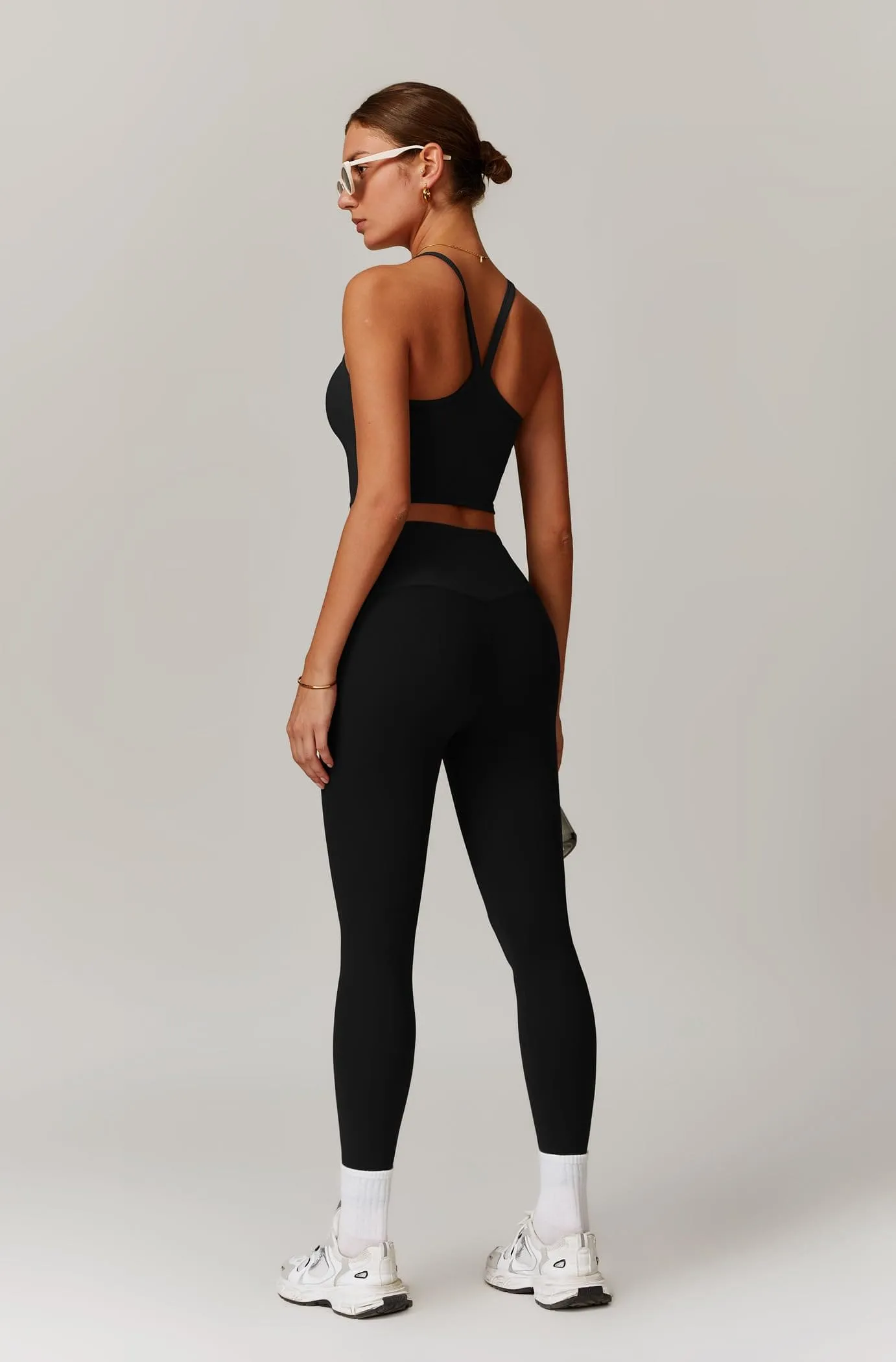 Womens Workout Sets Two Piece Seamless Stretch Cross Back Tank Top Matching Tummy Control High Waist Leggings Set 2 Piece For Women Gym Yoga Active Wear Outfits Athletic Work Out Clothes Black 2