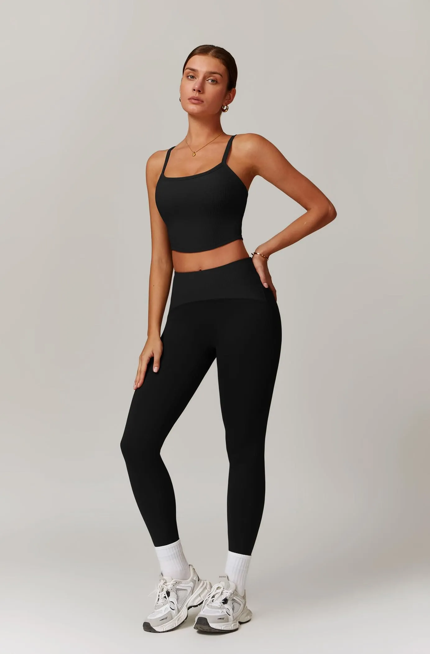 Womens Workout Sets Two Piece Seamless Stretch Cross Back Tank Top Matching Tummy Control High Waist Leggings Set 2 Piece For Women Gym Yoga Active Wear Outfits Athletic Work Out Clothes Black 2