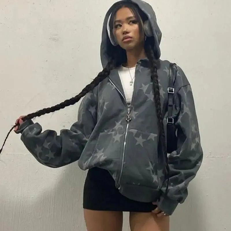 Y2K Star Graphic Hoodies for a Retro Trendy Look