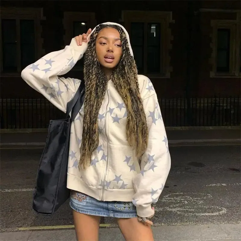Y2K Star Graphic Hoodies for a Retro Trendy Look