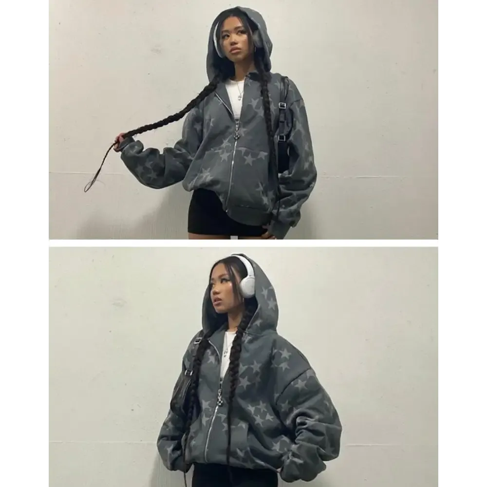 Y2K Star Graphic Hoodies for a Retro Trendy Look
