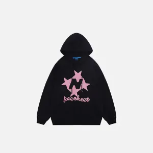 Y2K Star Letters Embroidered Hoodie for 2000s Fashion Fans