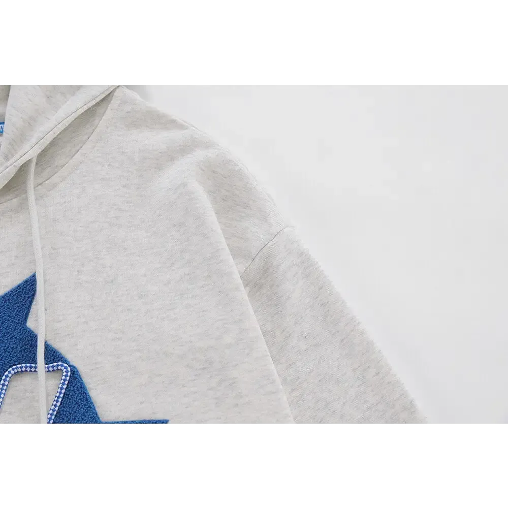 Y2K Star Letters Embroidered Hoodie for 2000s Fashion Fans