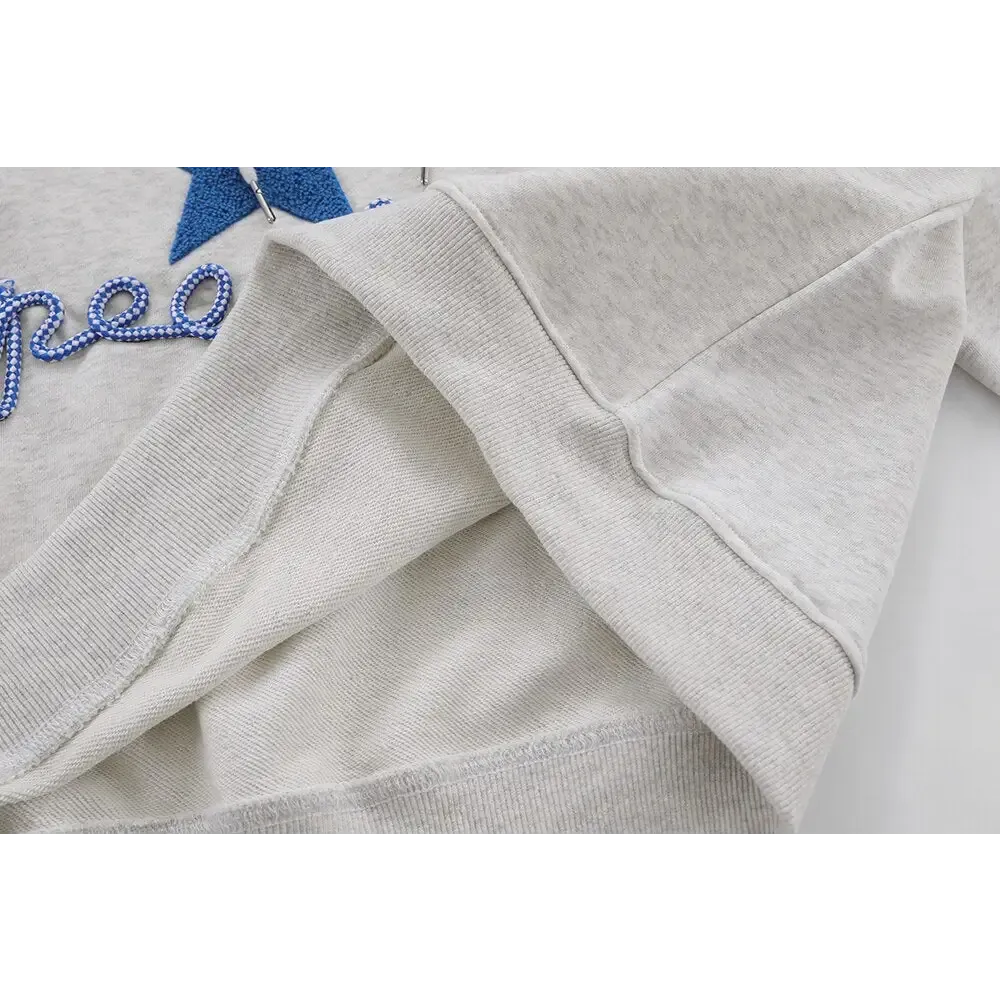 Y2K Star Letters Embroidered Hoodie for 2000s Fashion Fans