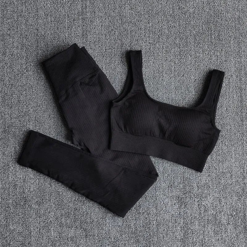 Yoga Set Workout Clothes Athletic Wear Sports Gym Leggings