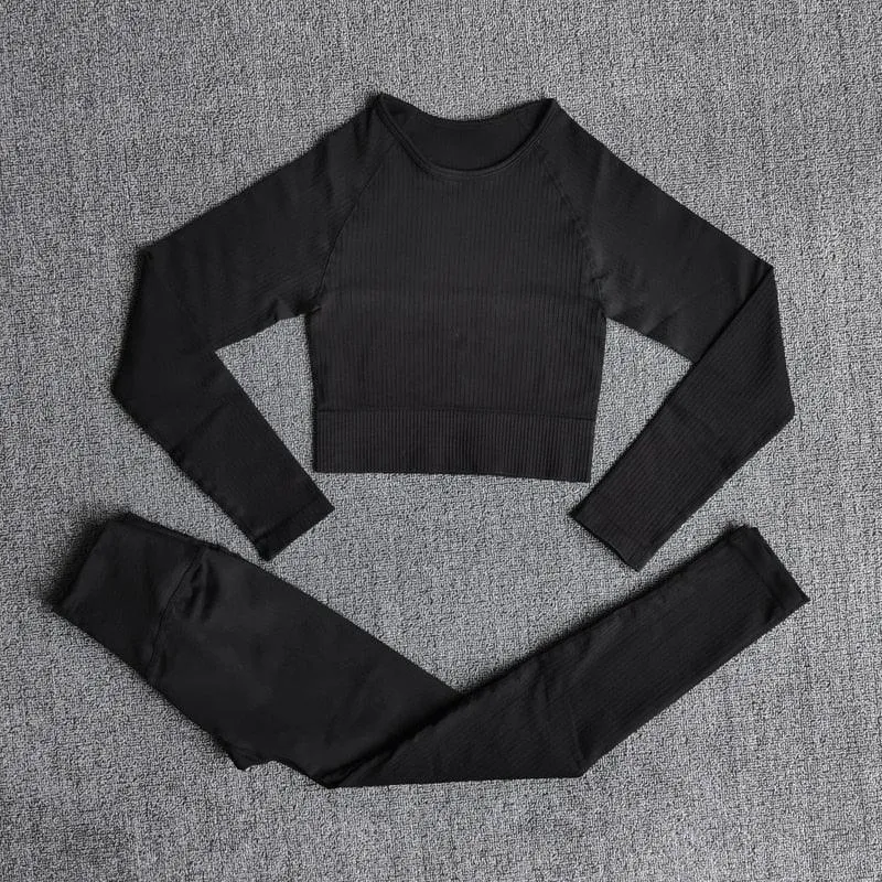 Yoga Set Workout Clothes Athletic Wear Sports Gym Leggings
