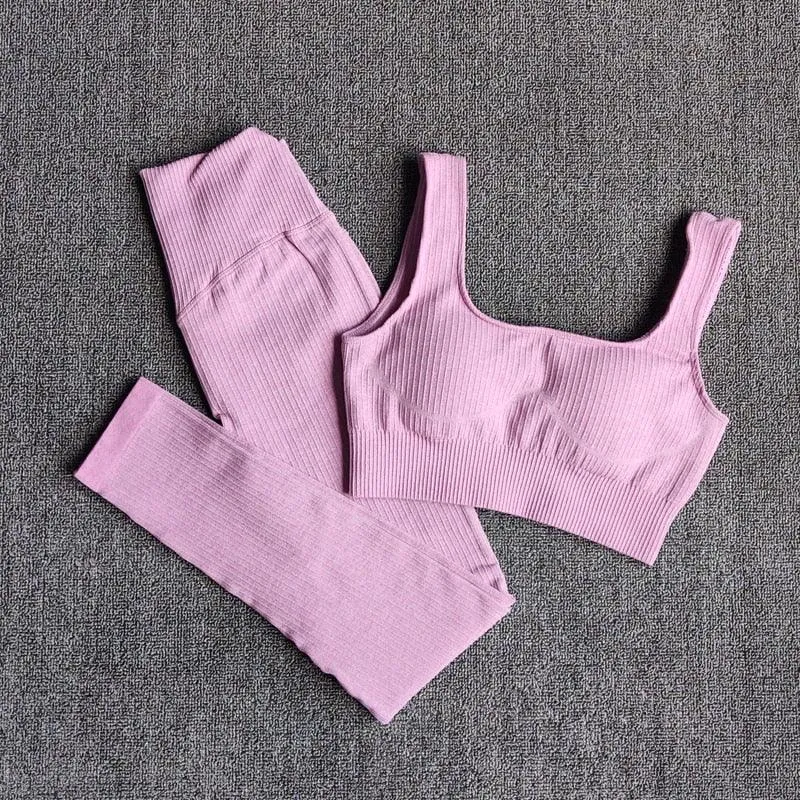 Yoga Set Workout Clothes Athletic Wear Sports Gym Leggings