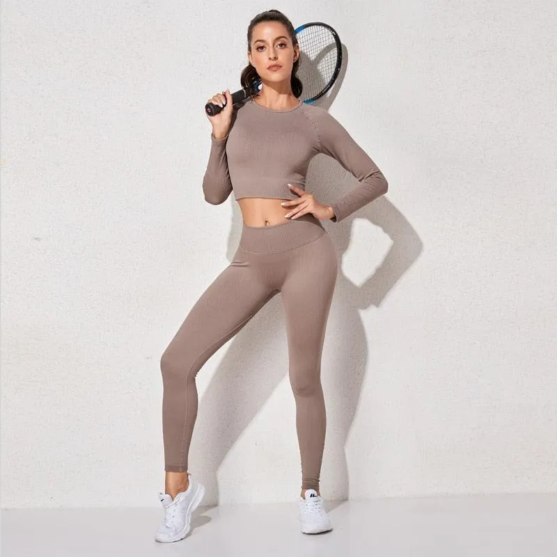 Yoga Set Workout Clothes Athletic Wear Sports Gym Leggings